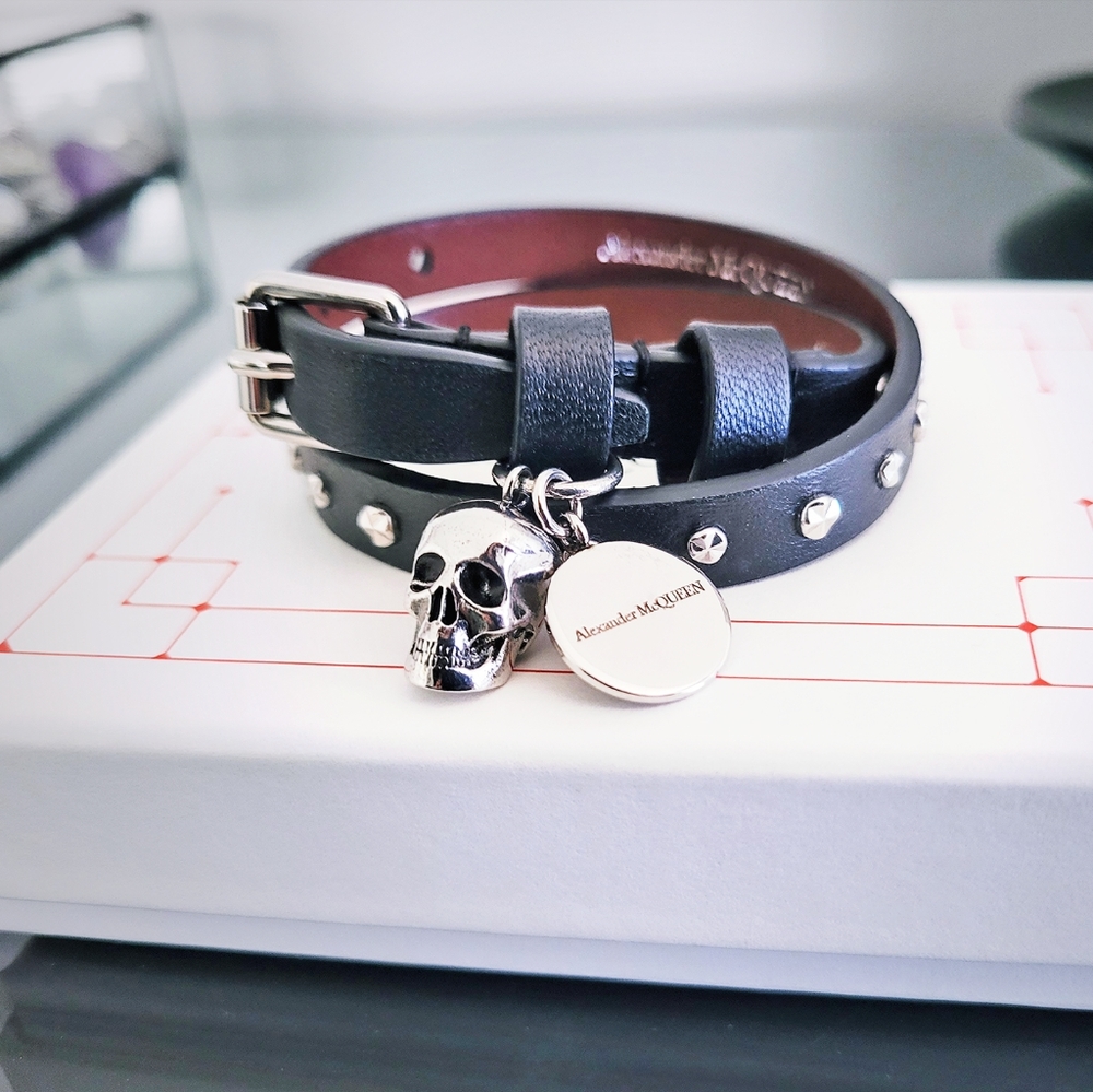 Alexander McQueen Double Wrap Skull Charm Bracelet